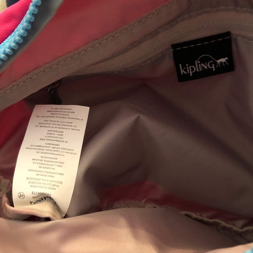 Kipling Yasemina Nylon Waist Pack Azalea Pink Color Block + Monkey Keychain NWT - Picture 12 of 16